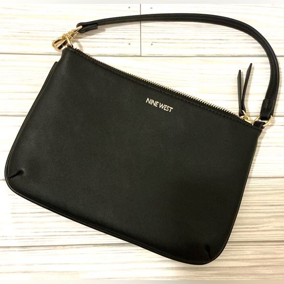 Nine West Handbags - Nine West Black Wristlet / Clutch with Gold Accents